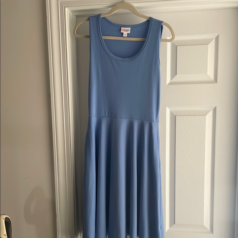 Lularoe Nicky Periwinkle Blue Sleeveless Swing Dress